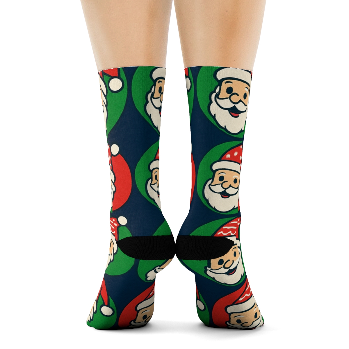 Santa Spotlight Tile Xmas designer printed crew socks