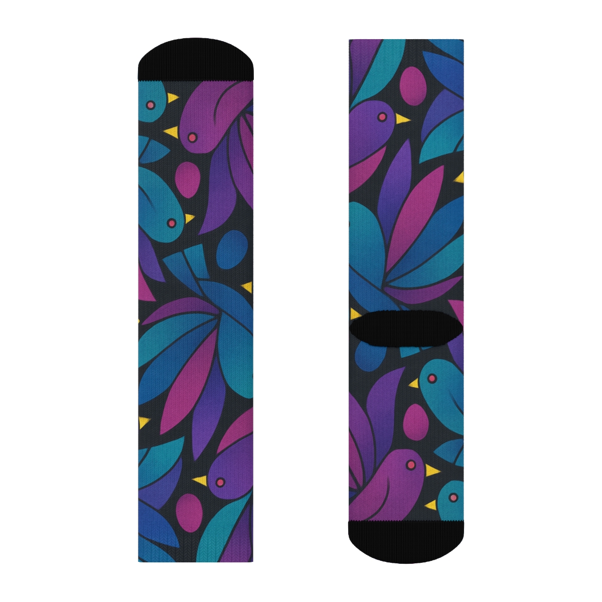 Fantasy Aurora Wing Mosaic On Charcoal comfortable cotton crew socks