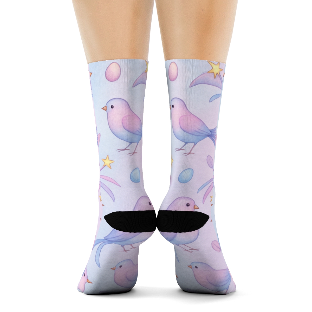 Fantasy Sky Flock Scatter On Pastel Gradient comfortable cotton crew socks