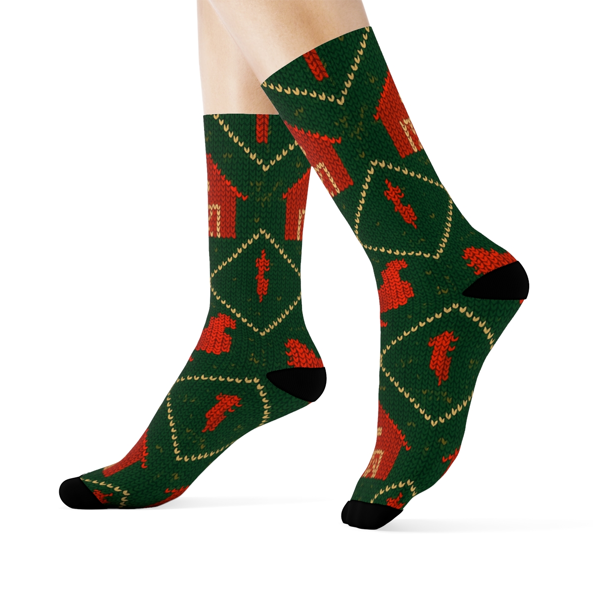Farmer-Crafted Barn And Animal Tessellation comfortable cotton crew socks