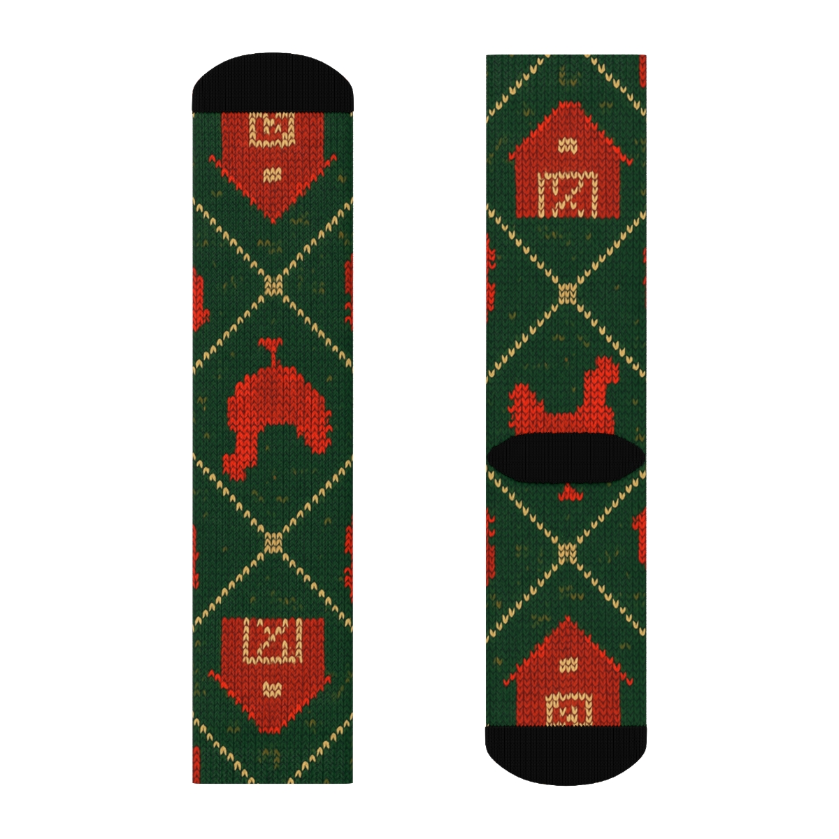 Farmer-Crafted Barn And Animal Tessellation comfortable cotton crew socks