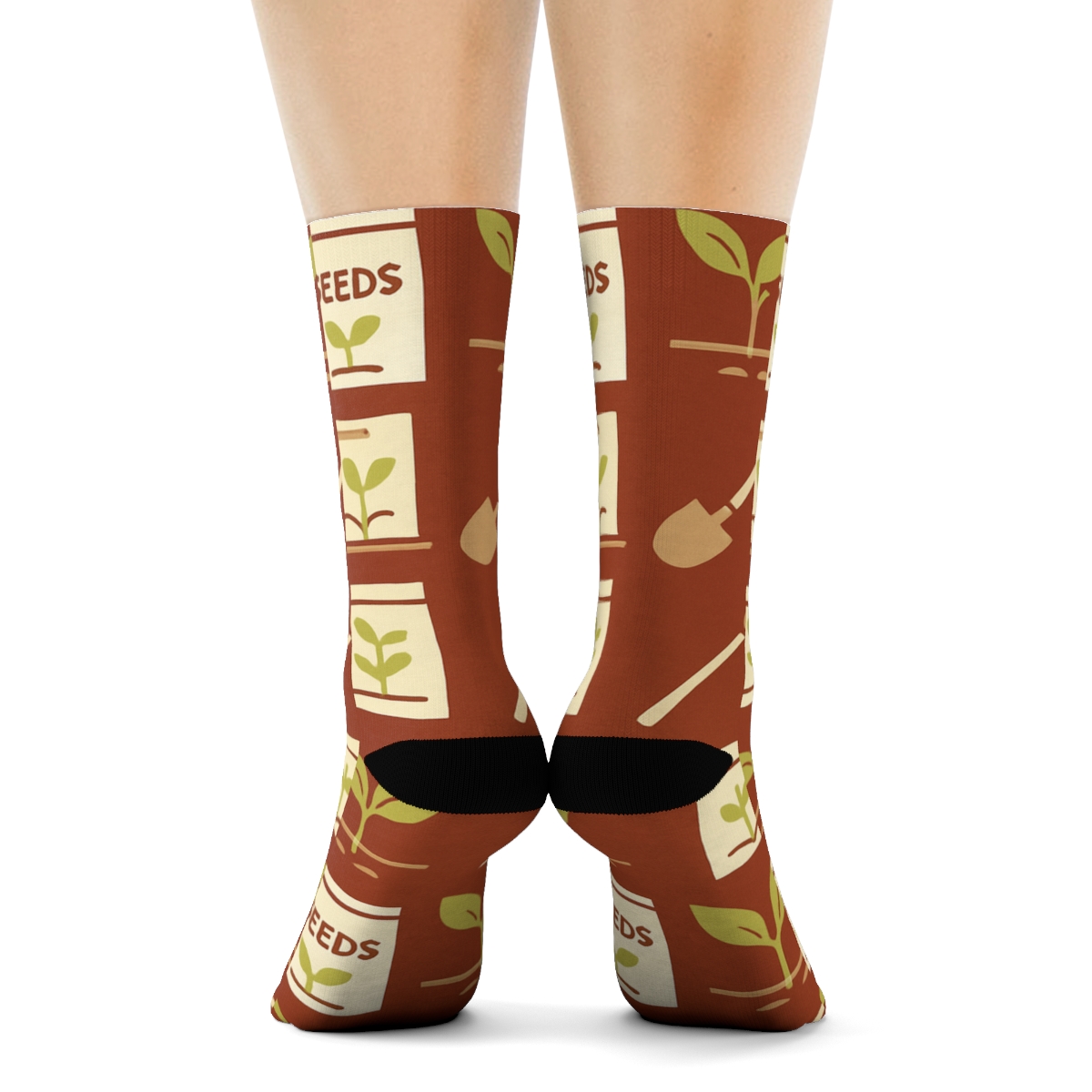 Garden Rows With Farmer Tools personalized crew socks