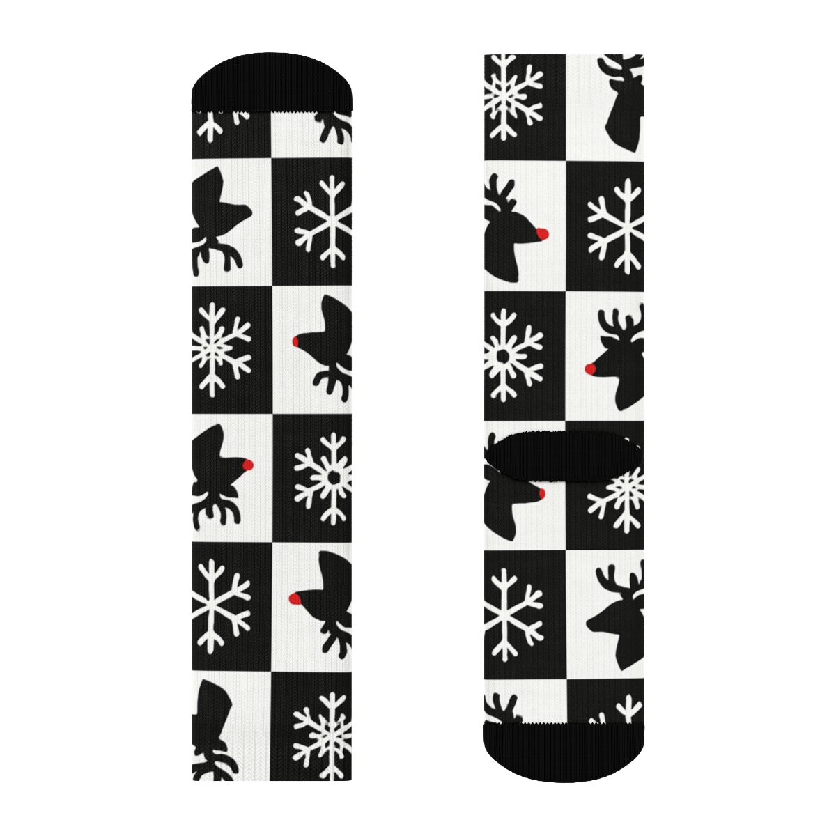 Reindeer Silhouette Checker Xmas soft everyday crew socks