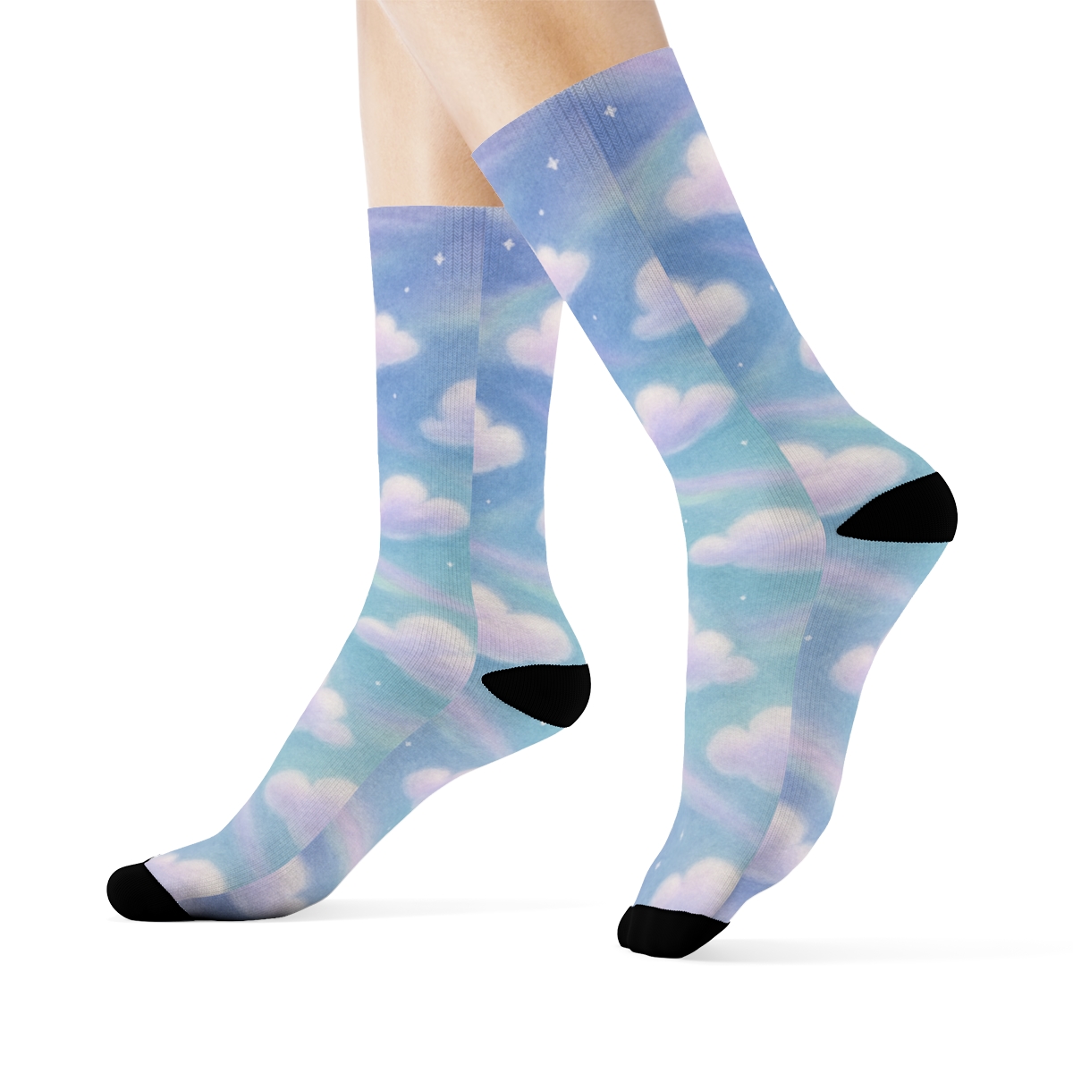 Aurora Veil Clouds-Patterned Sky stylish athletic crew socksAurora Veil Clouds-Patterned Sky Crew Socks - Image 3