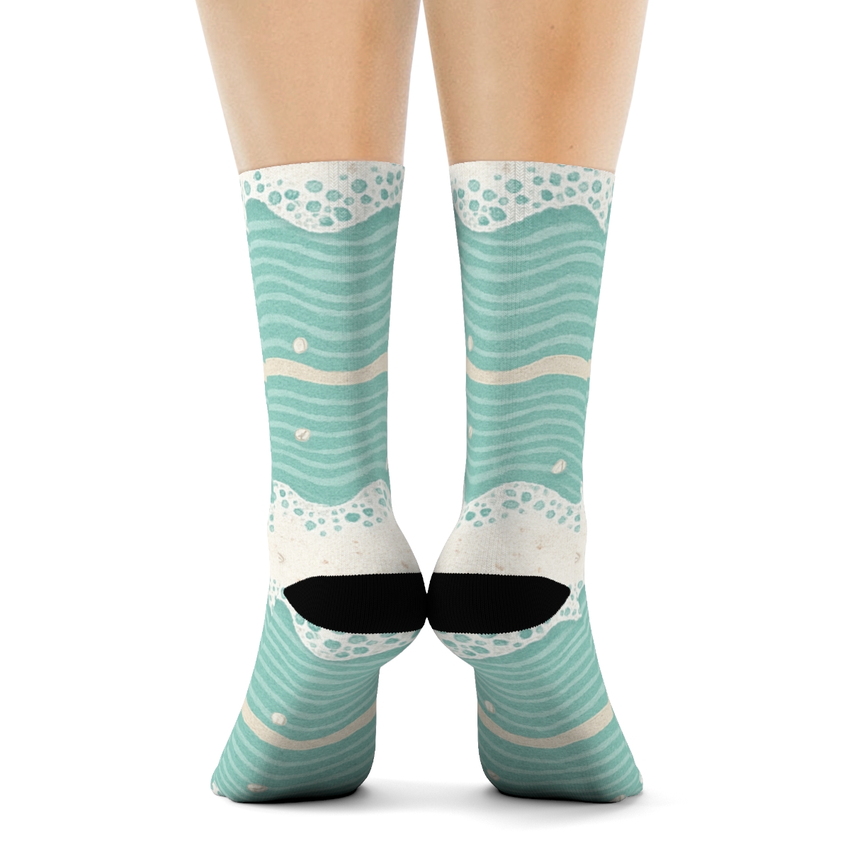 Seafoam Ripple Bands unique graphic crew socks