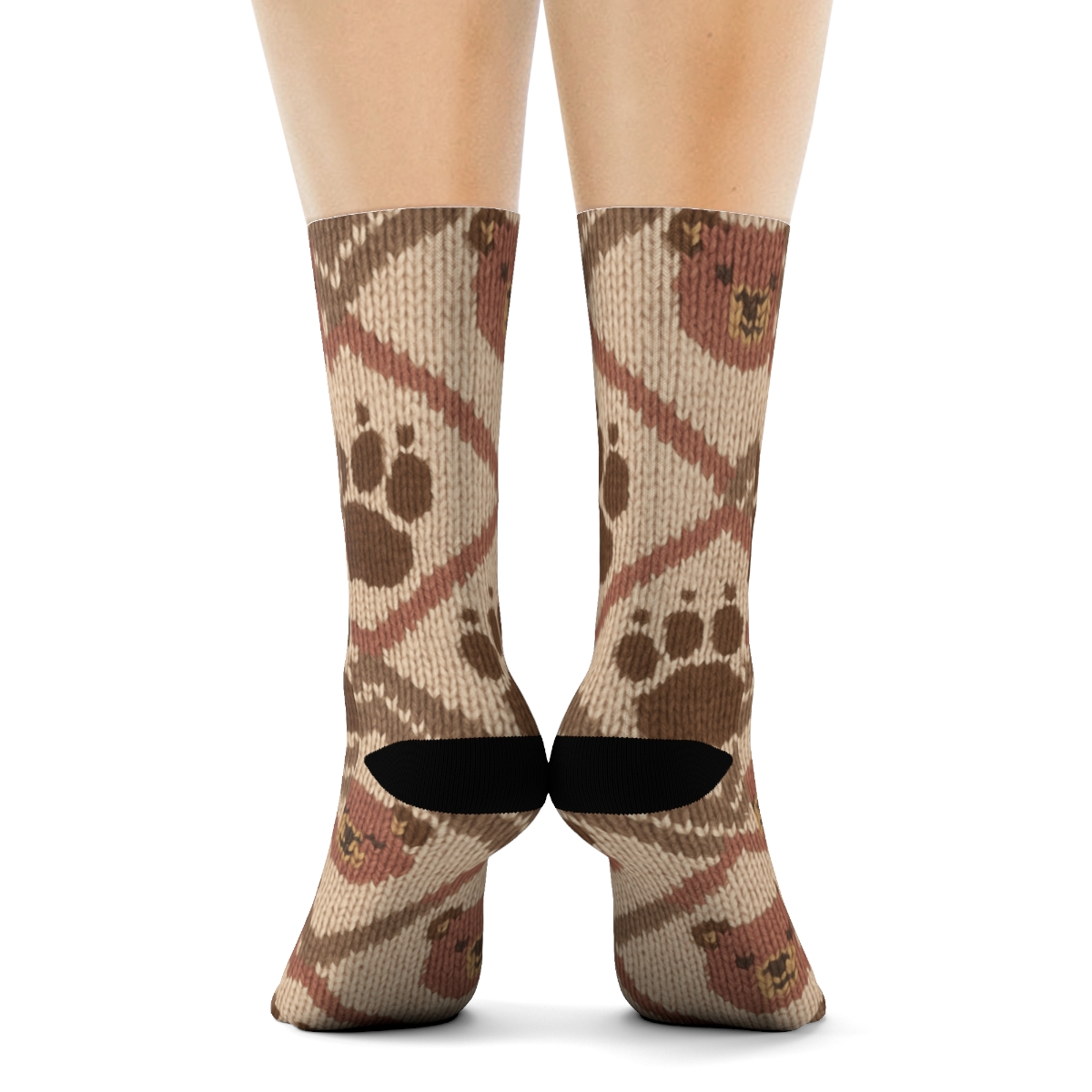 Bear Knit Illusion Paw Chevron premium sports crew socks