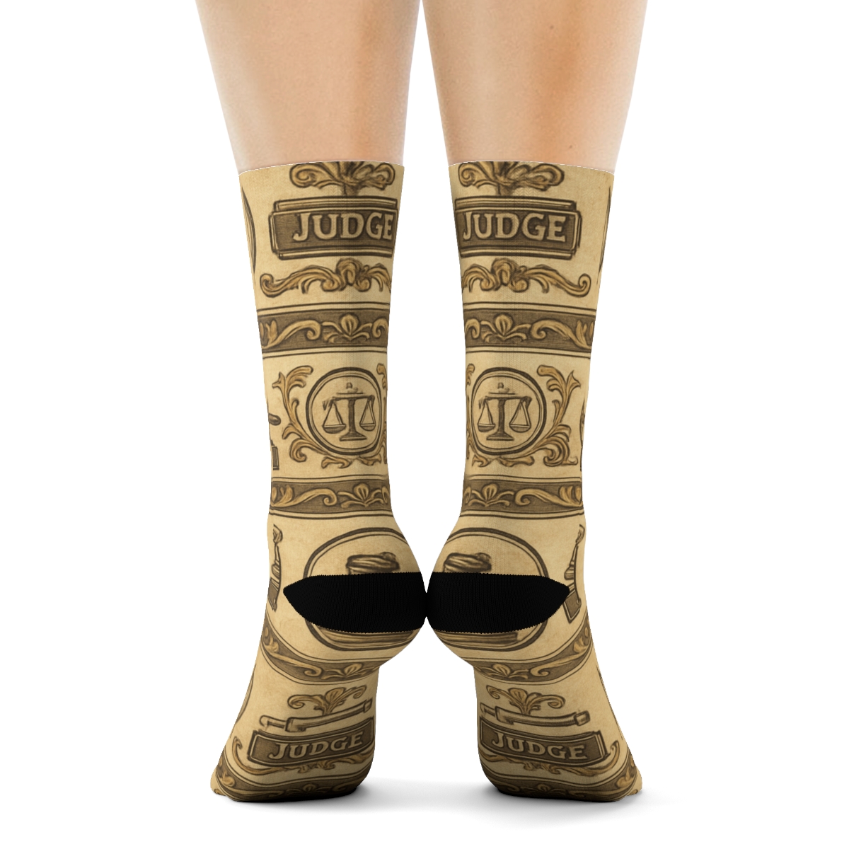 Vintage Legal Document Look With Judge Emblem Bands designer printed crew socks