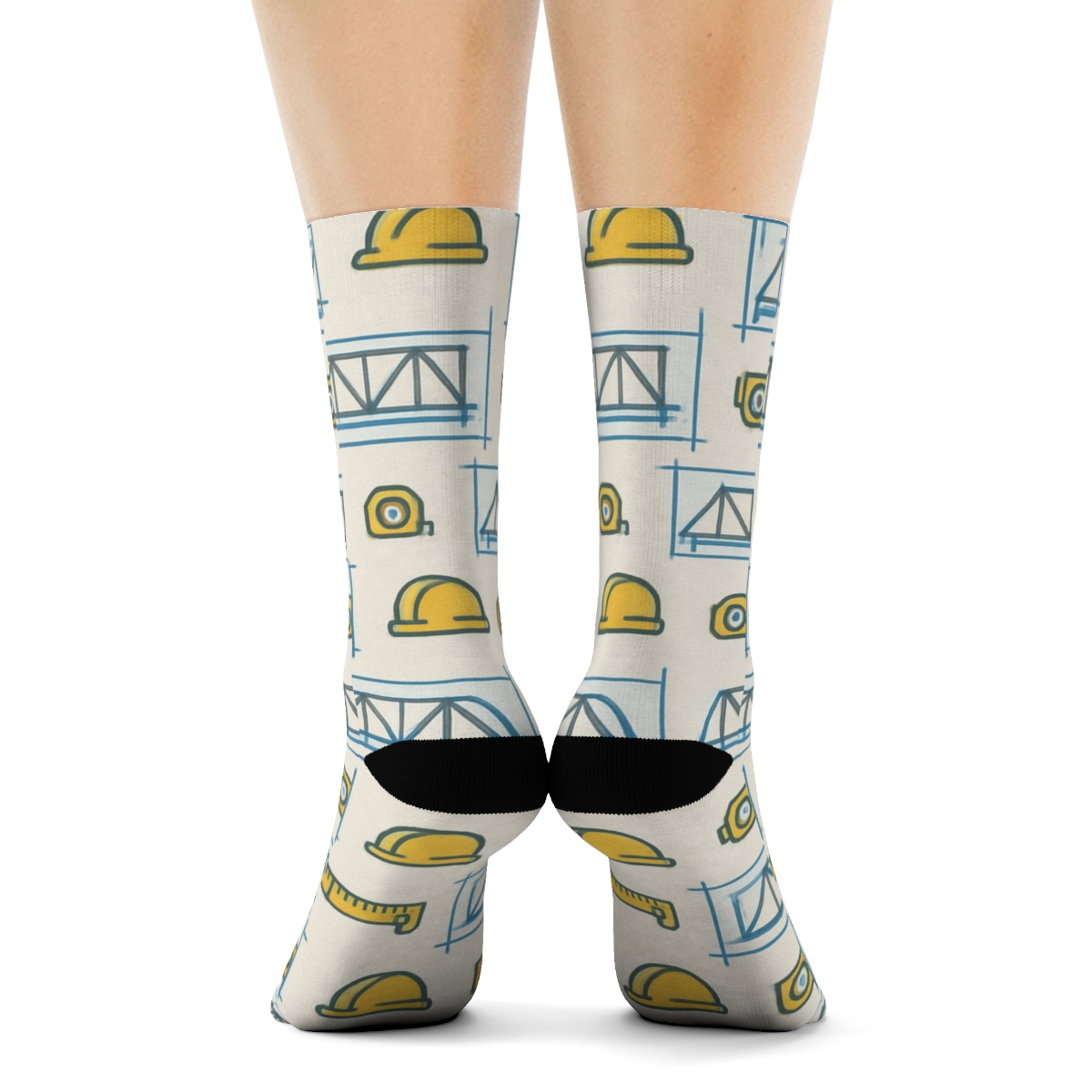 Bridge Blueprint Parade For Civil Engineer unique graphic crew socks