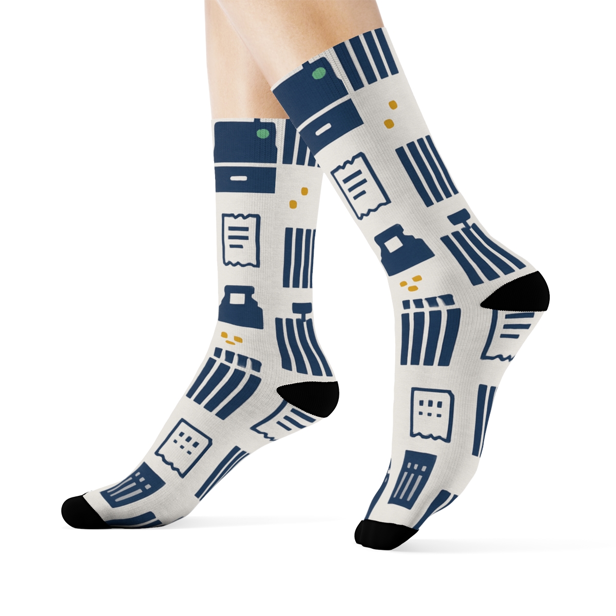 Barcode Boulevard Cashier Pattern personalized crew socks