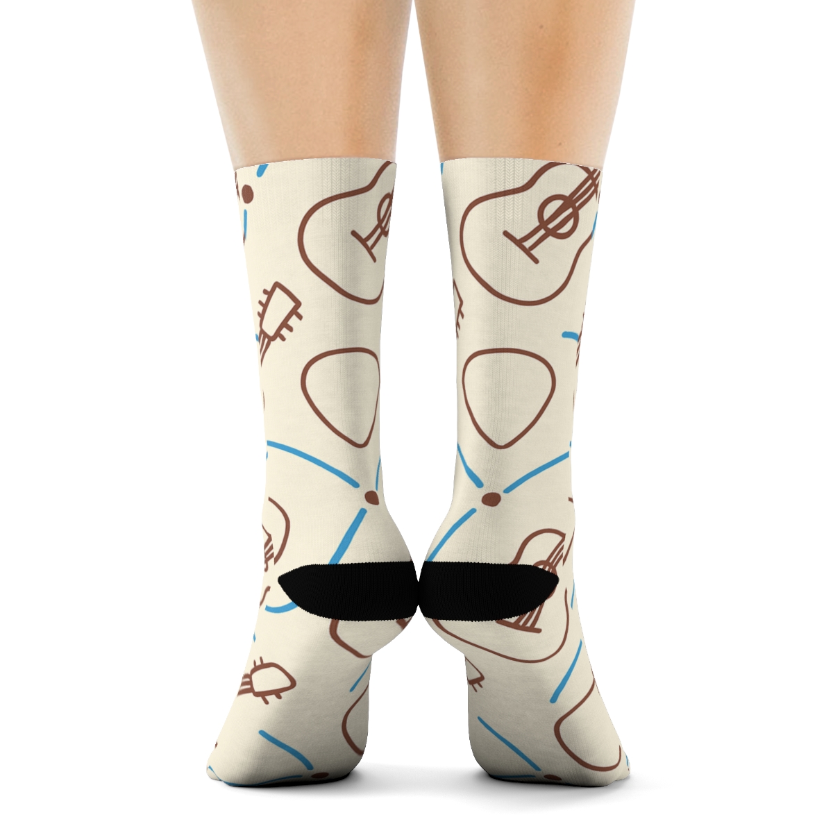 Sound Wave Lattice With Guitar Picks stylish athletic crew socks