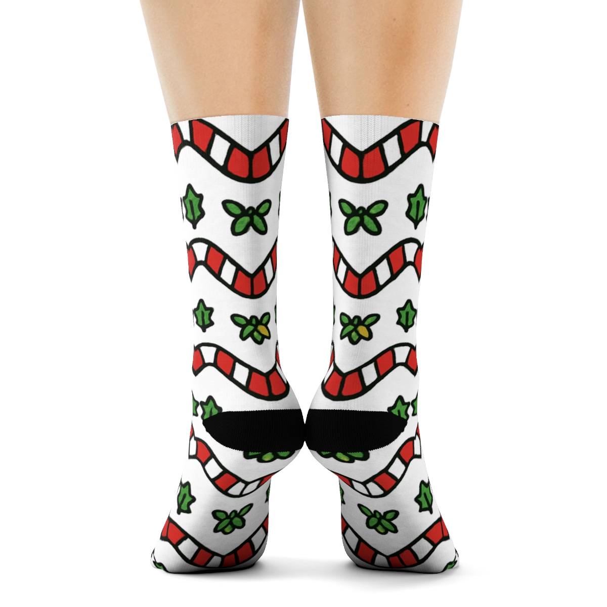 Candy Cane Chevron Holiday Flow premium sports crew socks