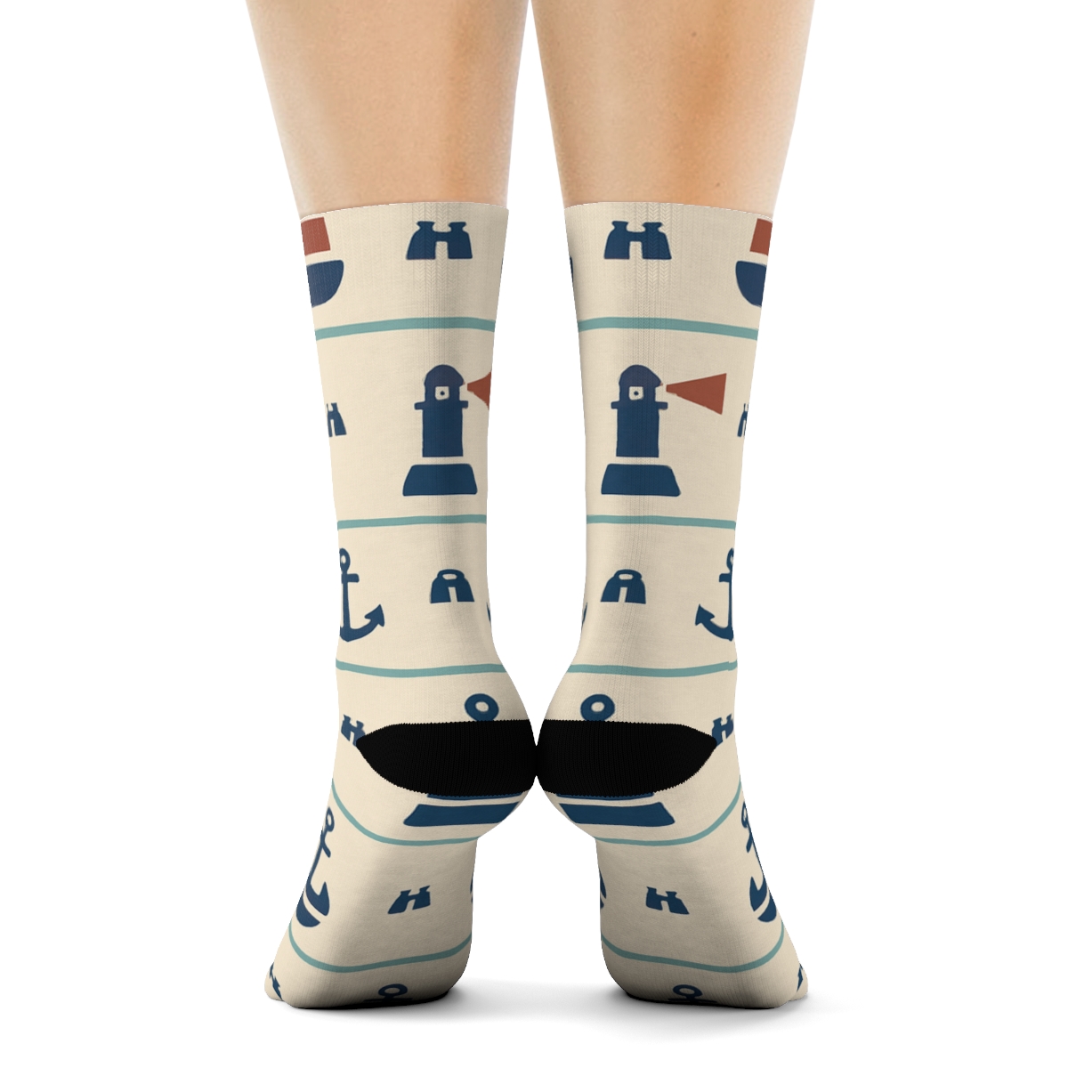Buoy And Searchlight Bands, Nautical Chic With Coast Guard Officer soft everyday crew socks