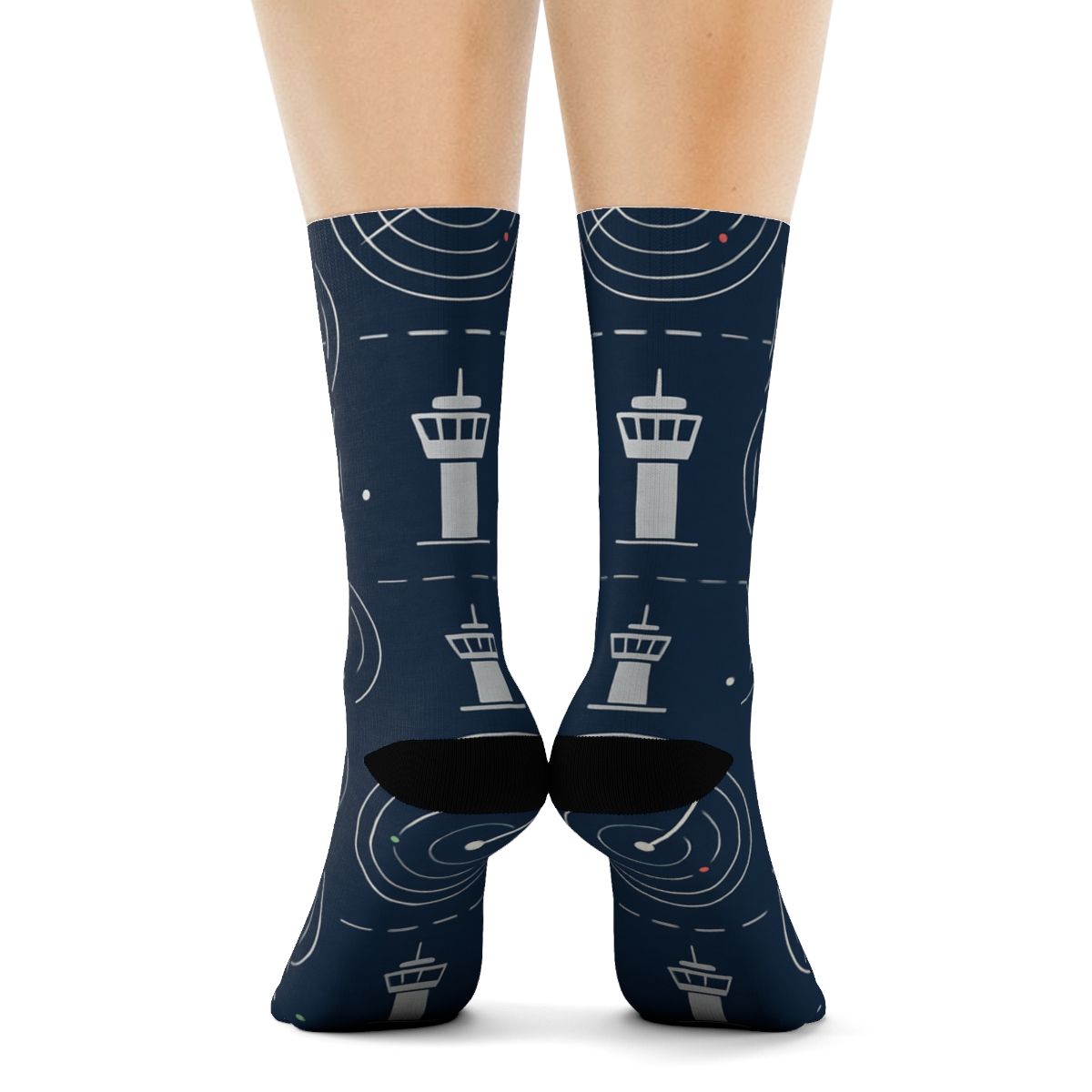 Radar Lattice Air Traffic Controller Pattern Bands designer printed crew socks