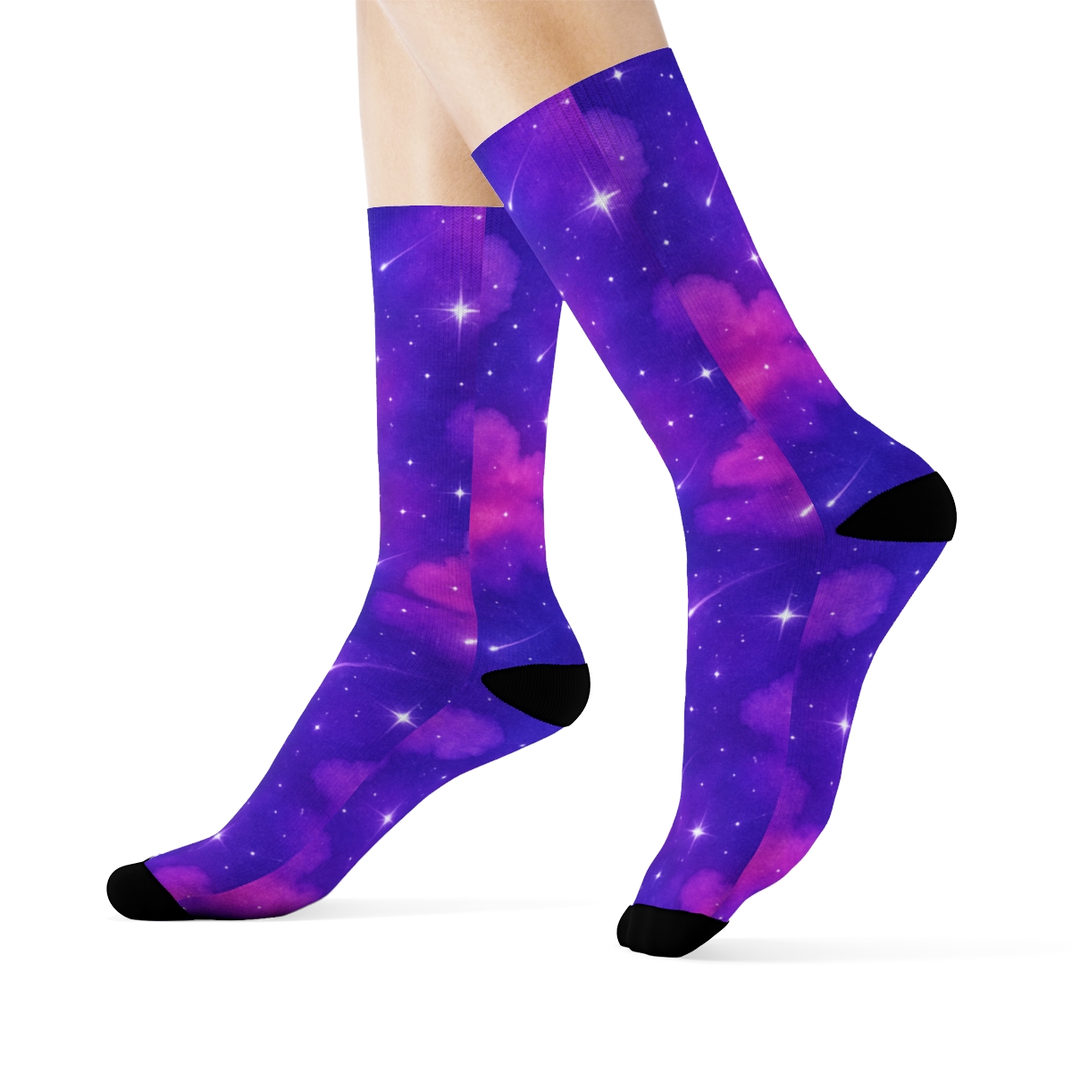 Neon Nebula Watercolor Drift trendy patterned crew socks