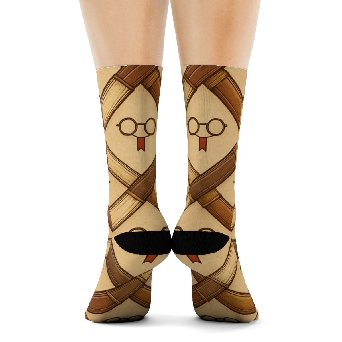 Book Spine Lattice For The Librarian designer printed crew socks