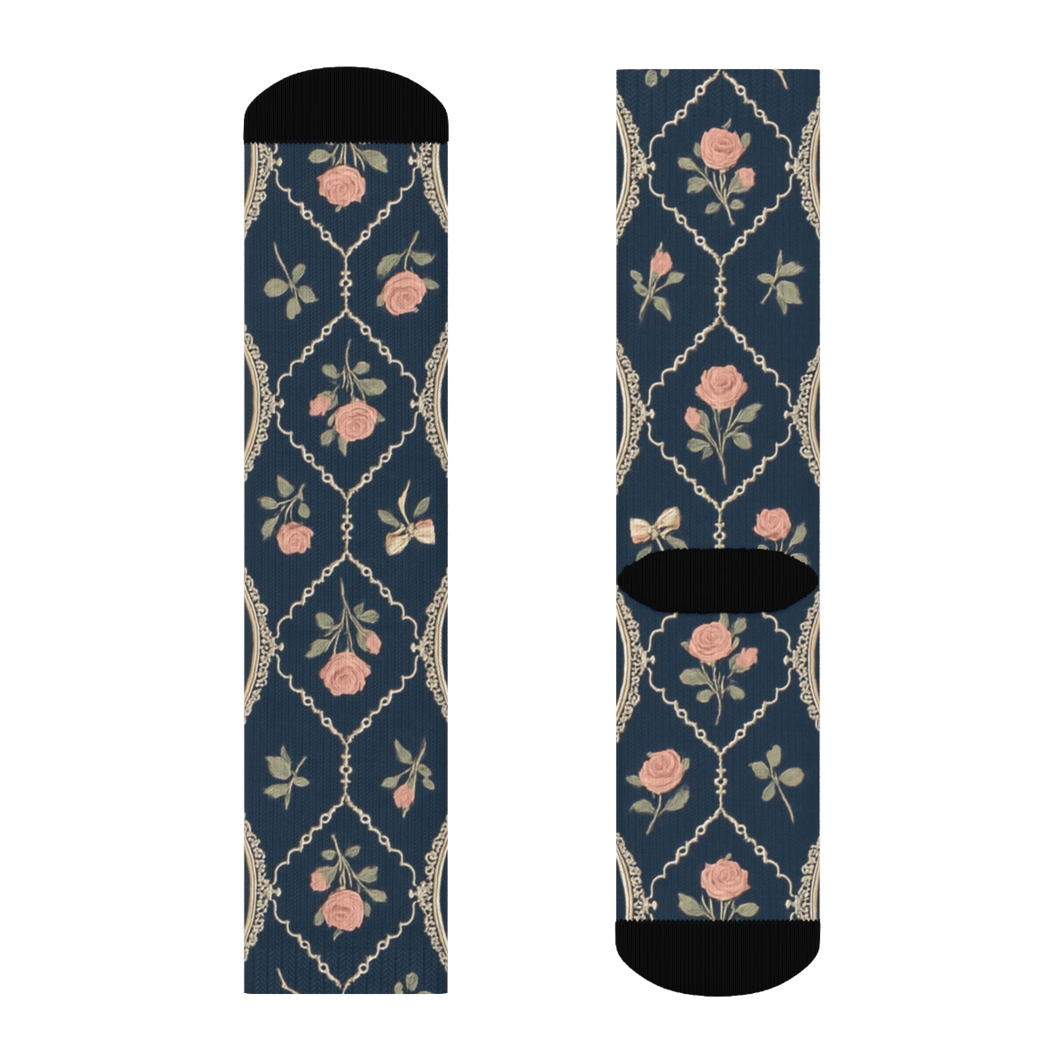 Cameo Lattice With Mary In Blue Cloak soft everyday crew socks