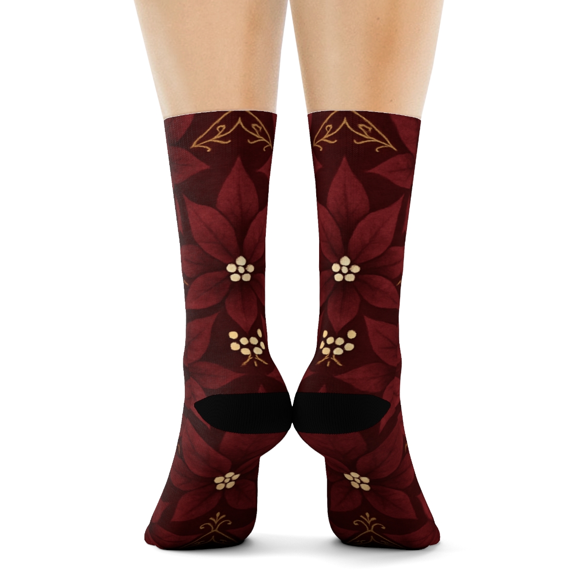 Burgundy Star Bract Chevron stylish athletic crew socks