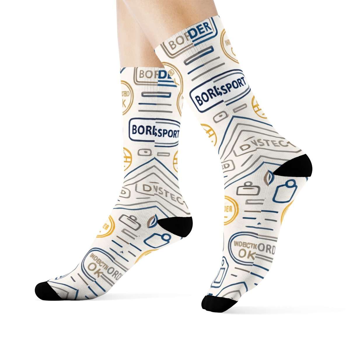 Passport Stamp Chevron With Customs Officer Detail premium sports crew socks