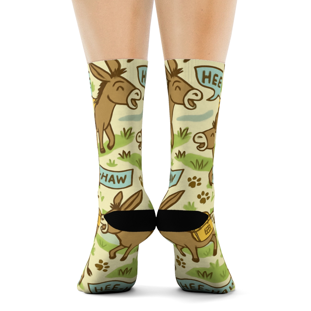 Market Day Pattern With Donkey Parade custom crew socks