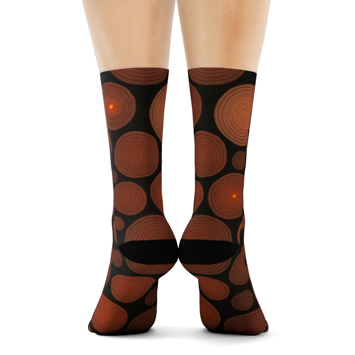 Heart Ember Log Lattice On Charcoal Field stylish athletic crew socks