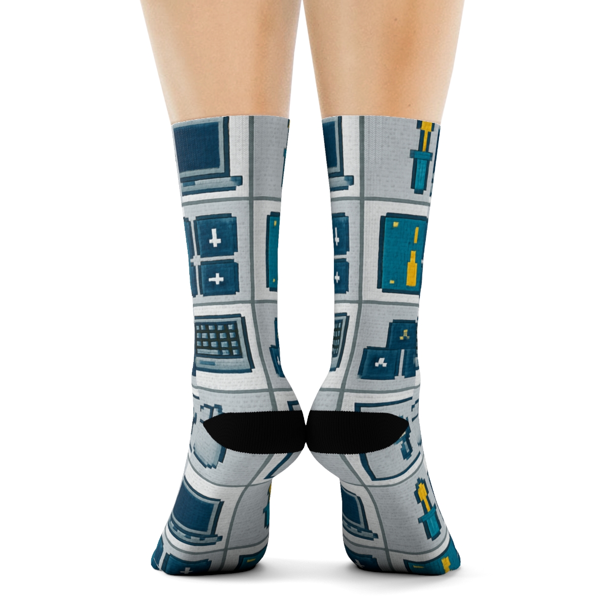 It Support Specialist Pixel Patchwork Icon Grid custom crew socks