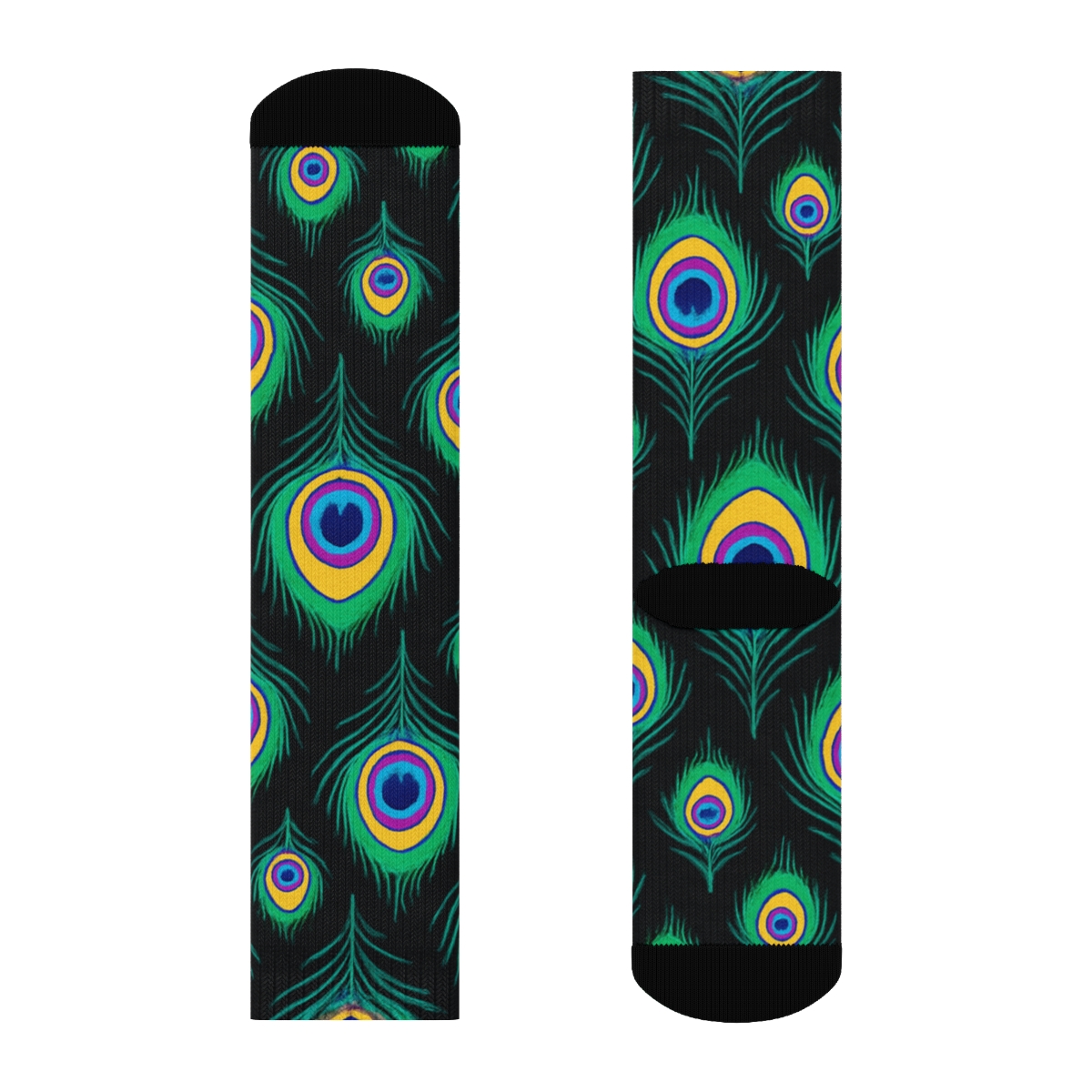 Peacock Tail Eye Grid On Black Background stylish athletic crew socks