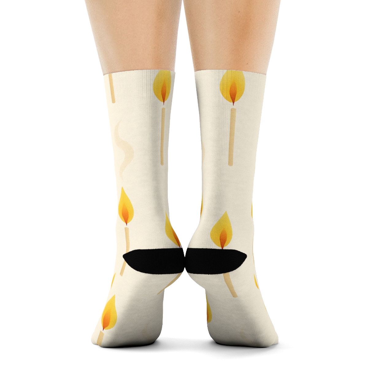 Candle Flame Drift On Ivory Glow comfortable cotton crew socks