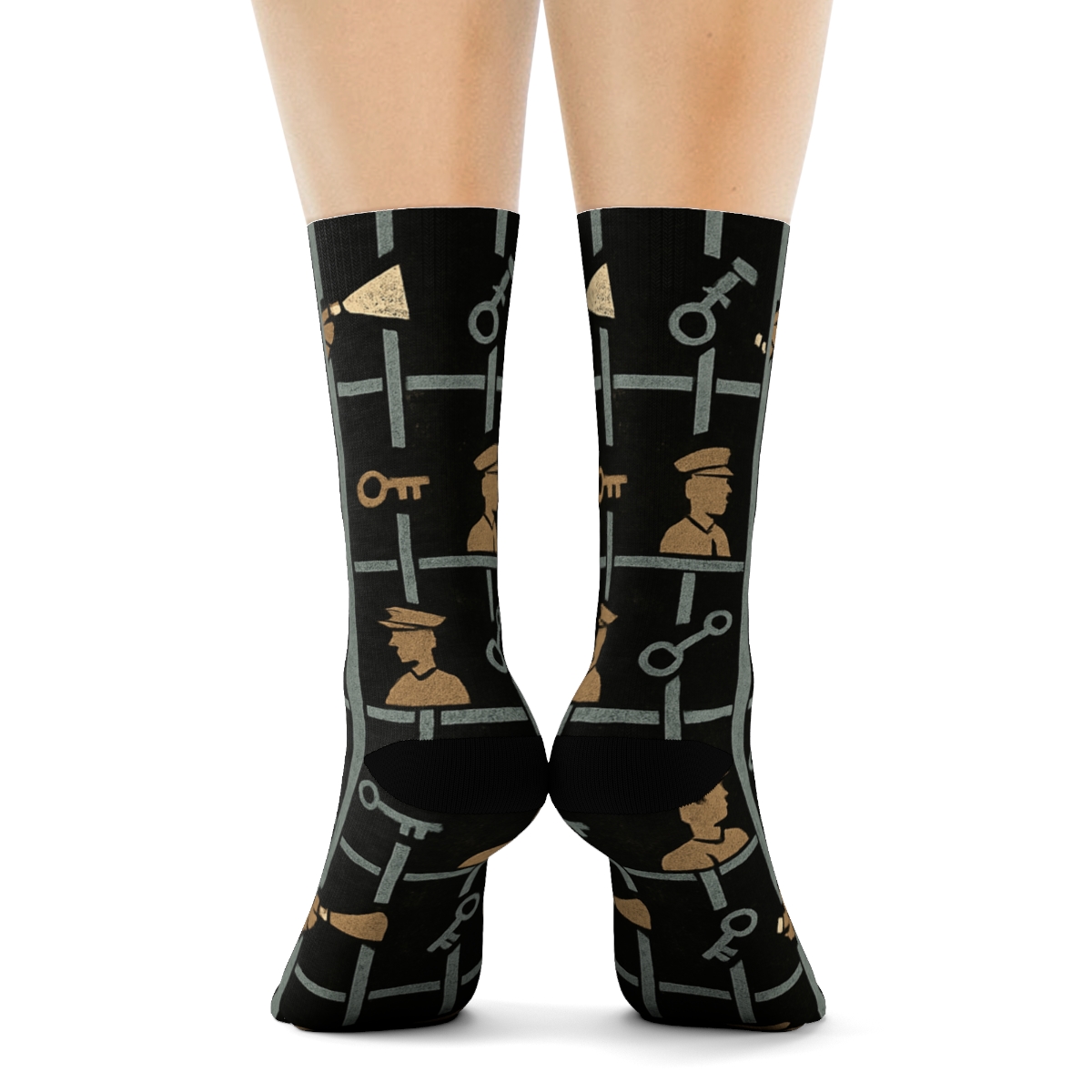 Vintage Correctional Poster Look With Prison Officer Bars stylish athletic crew socks