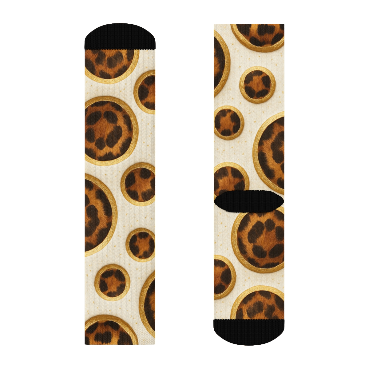 Blush Gold Rosette Medallions On Ivory Background soft everyday crew socks