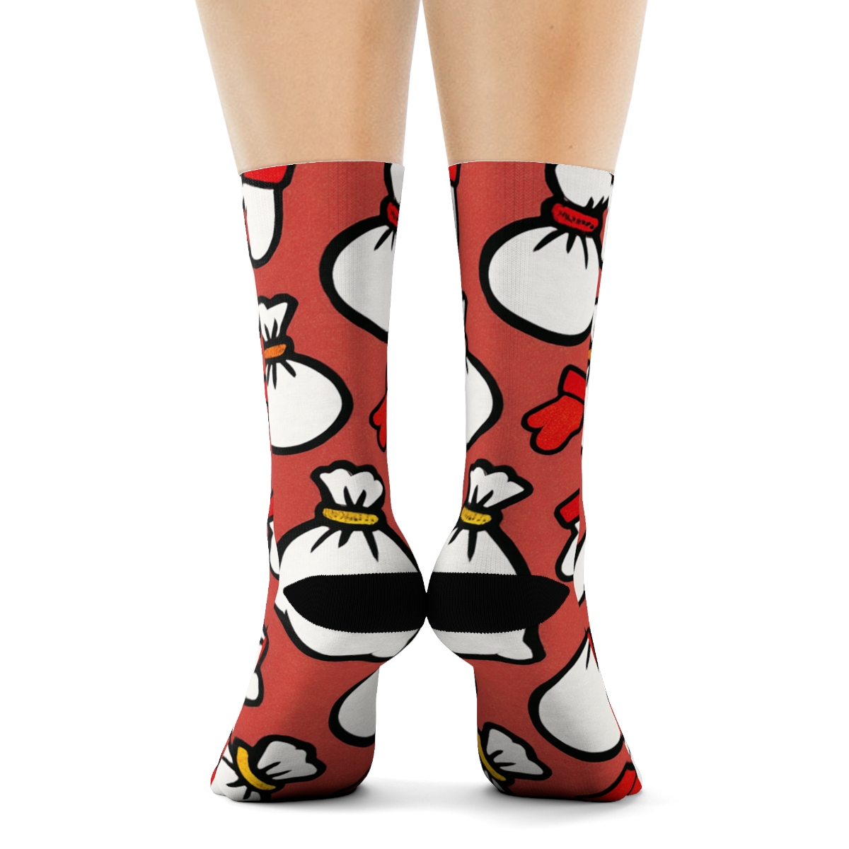 Toy Sack Scatter Santa Edition designer printed crew socks