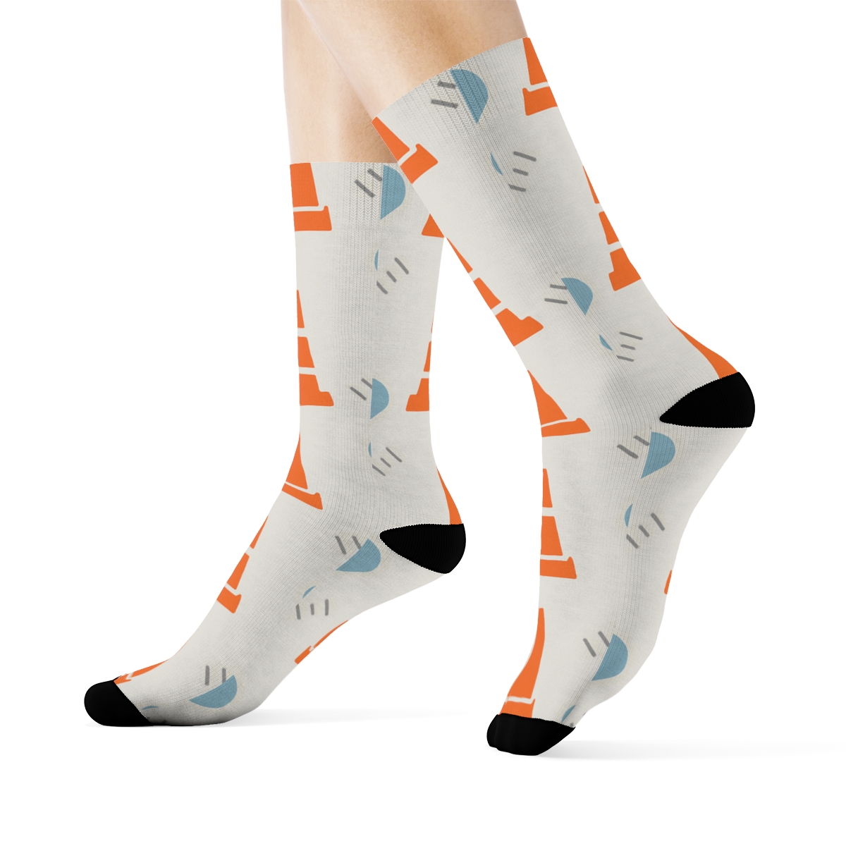 Safety Cone Blueprint Field Building Inspector Edition comfortable cotton crew socks