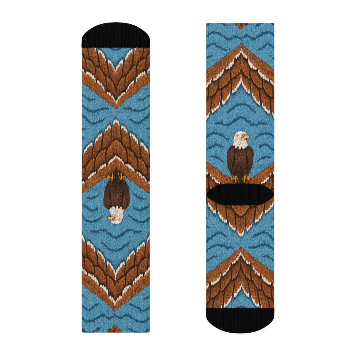 Feather Chevron Horizon With Eagle Motifs personalized crew socks