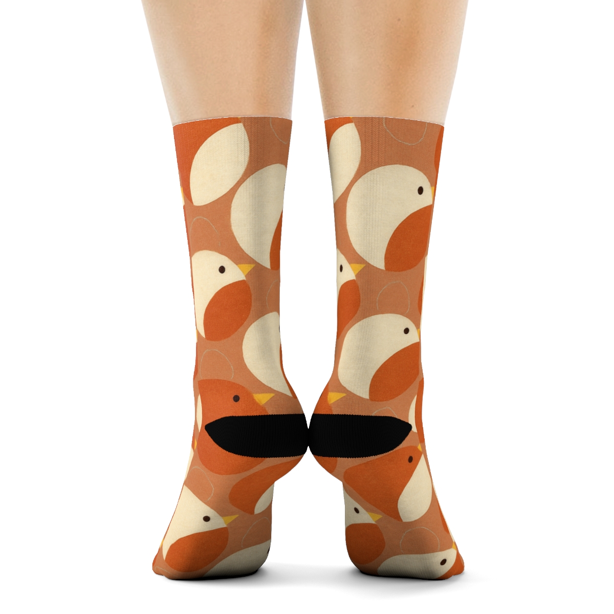 Robin Breast Arc Lattice On Soft Clay designer printed crew socks