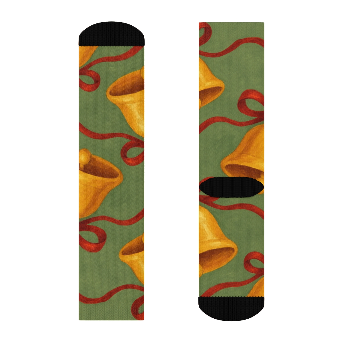 Festive Bells Progression Christmas Motif custom crew socks