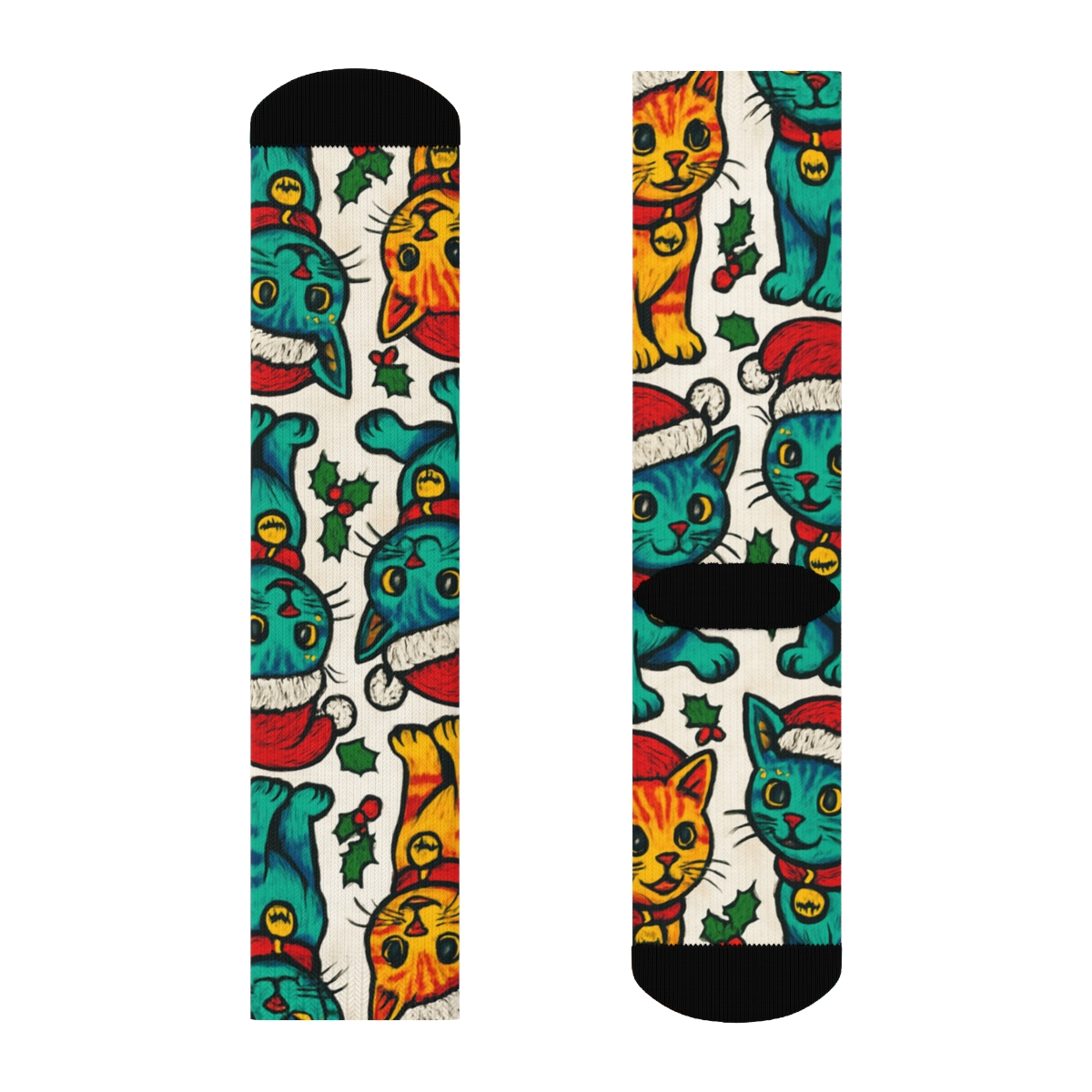 Festive Cat Ornament Tile personalized crew socks