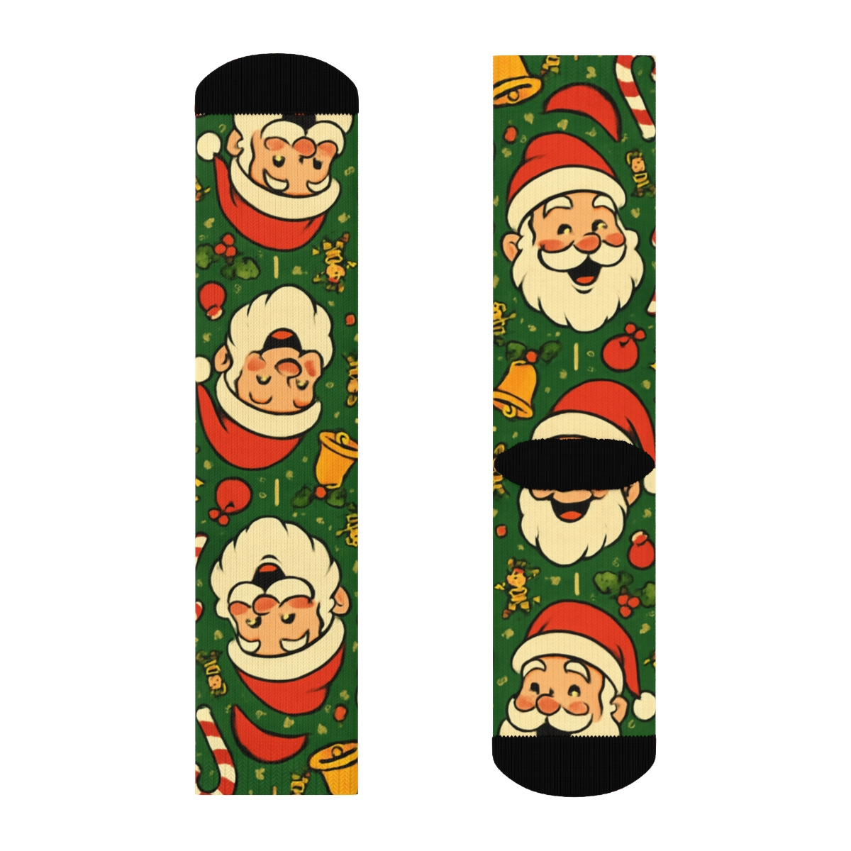 Festive Grid With Santa Claus Faces personalized crew socks