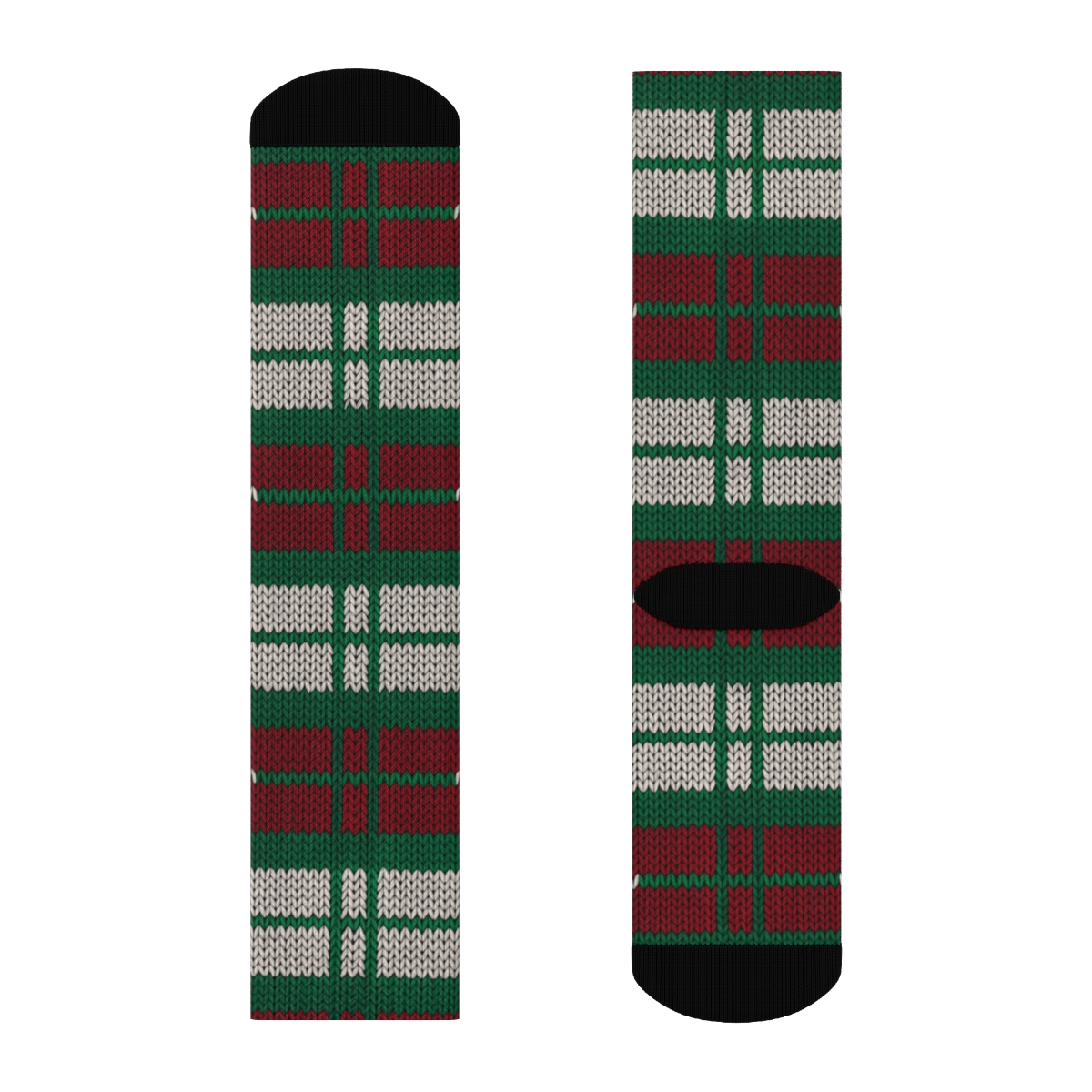 Festive Plaid With Snowflake Accent Holiday custom crew socks