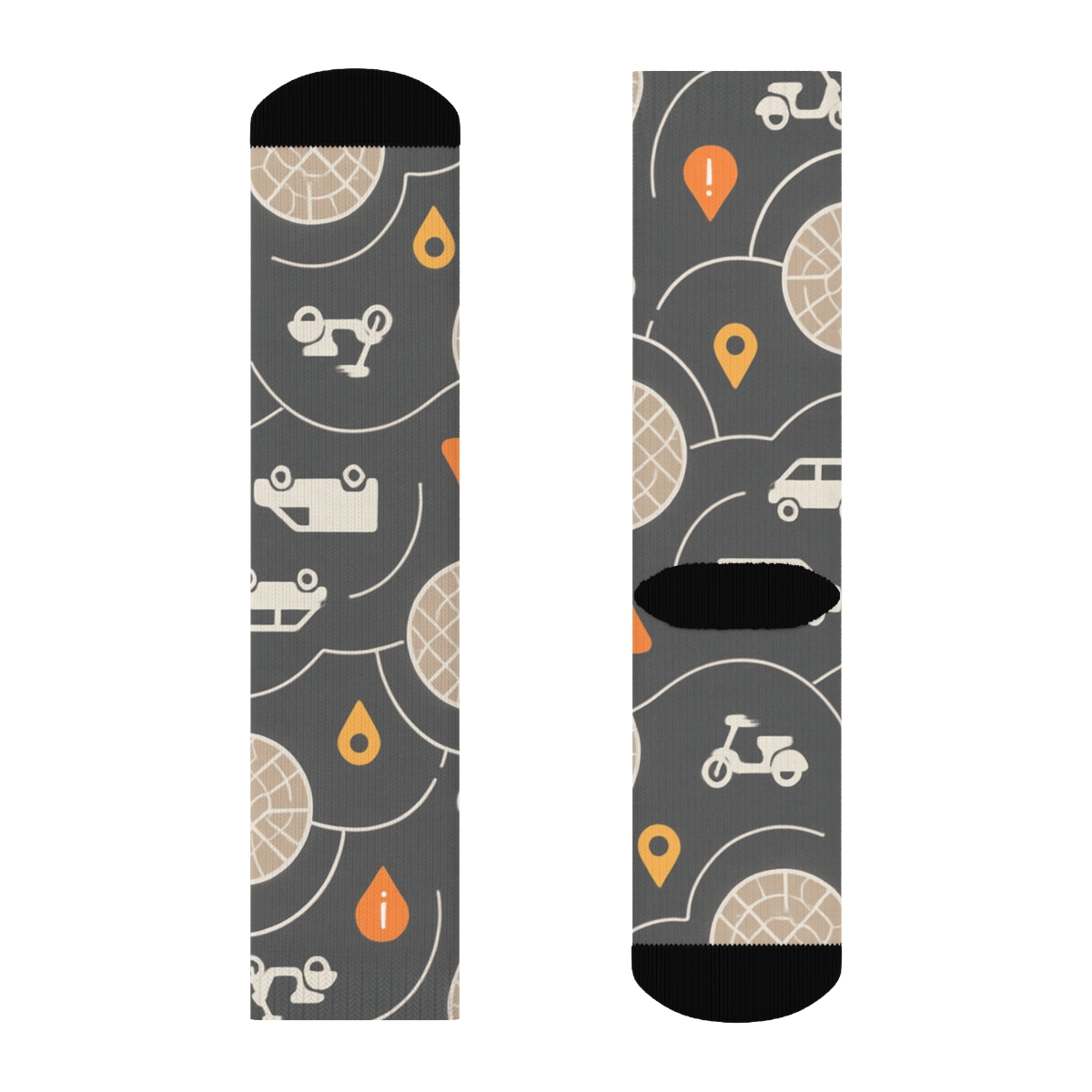 City Orbit Map With Delivery Driver Rhythm soft everyday crew socks