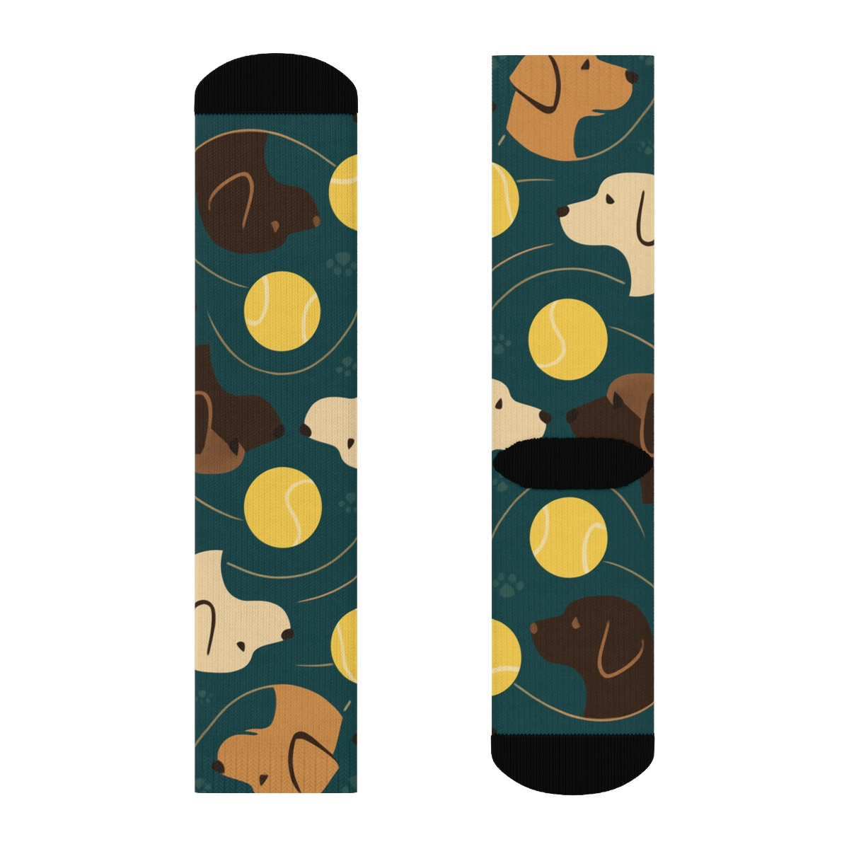Starry Tennis Ball Orbit Pattern Labrador Retriever custom crew socks