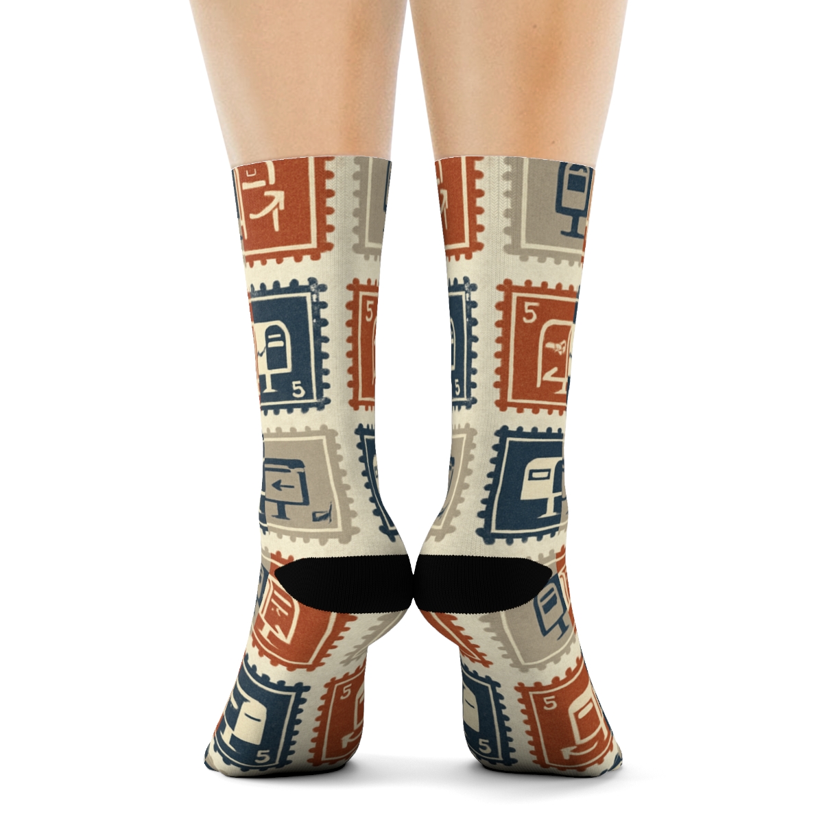 Stamp Window Mosaic Postal Worker Pattern soft everyday crew socks