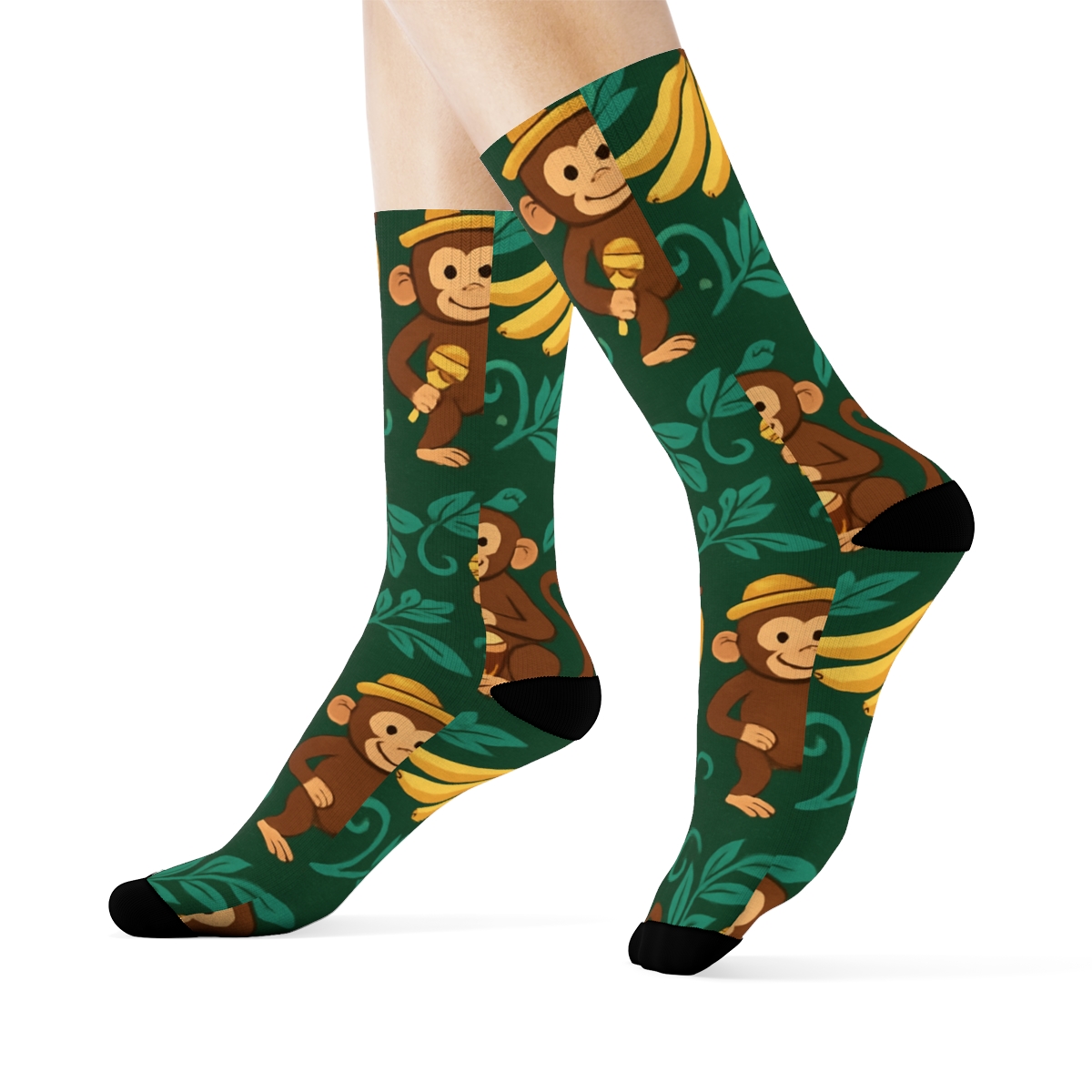 Treetop Carnival Ape Pattern Bands custom crew socks