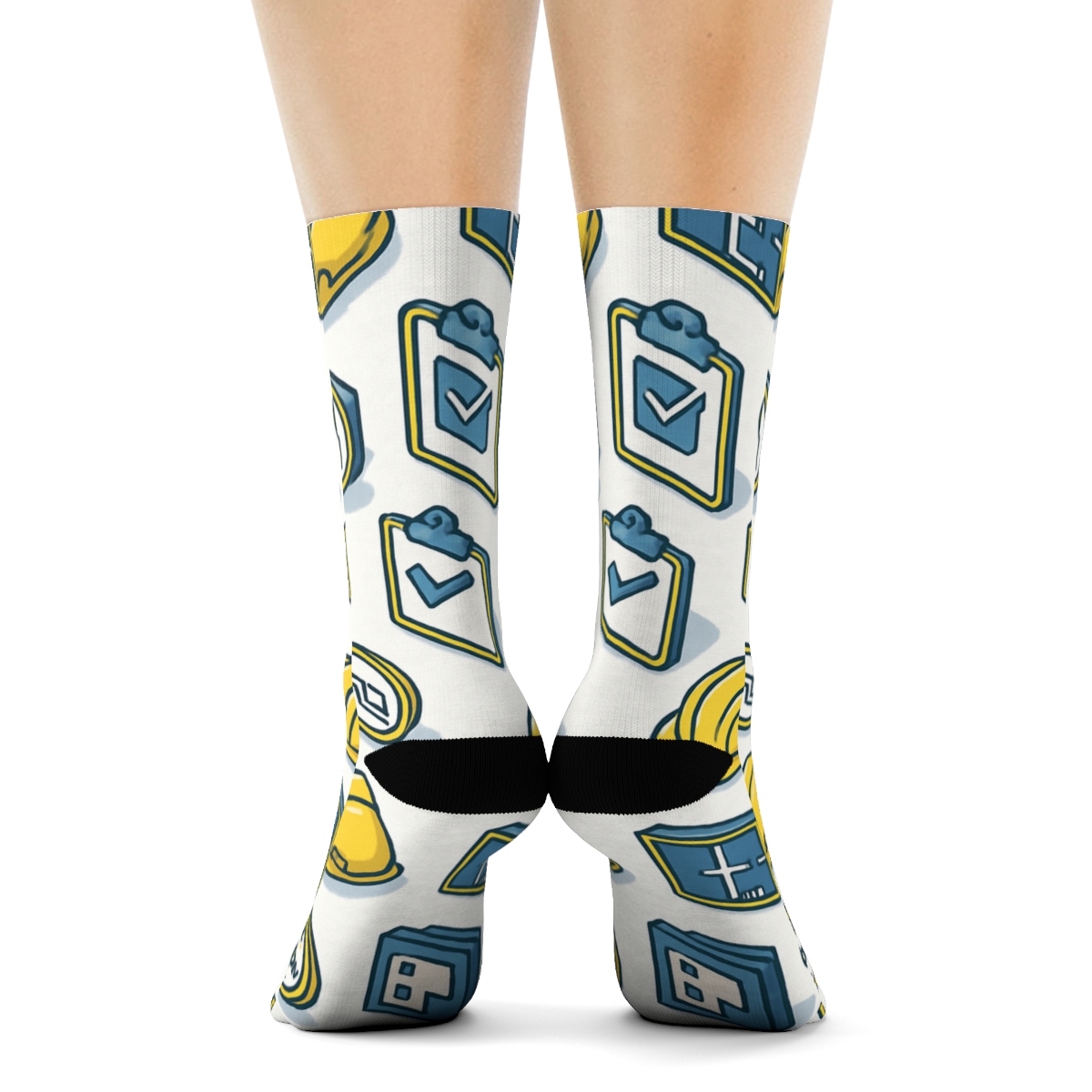 Safety Grid Of Building Inspector Icons designer printed crew socks