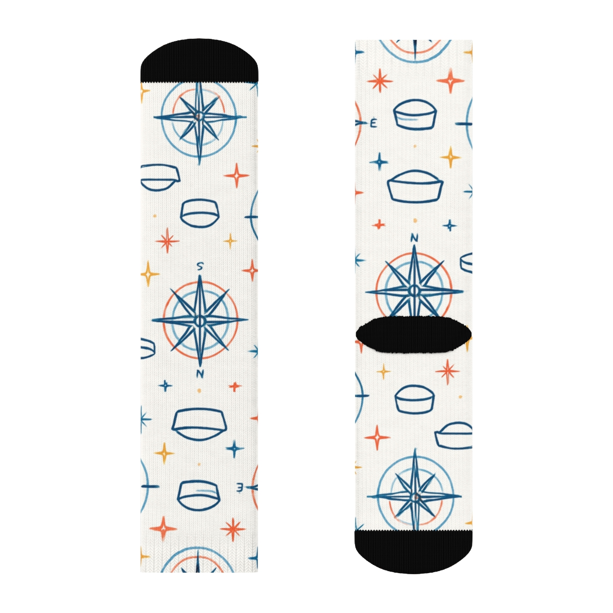 Compass Rosette Sailor Tilework stylish athletic crew socks