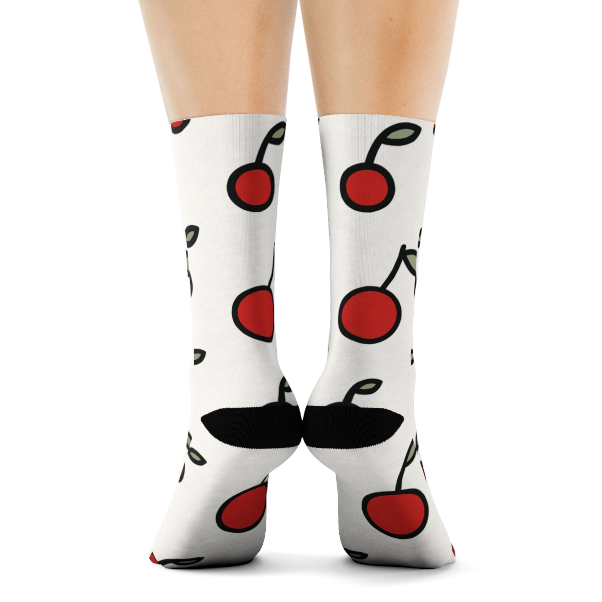 Minimalist Dot Field With Cherry Accents stylish athletic crew socks