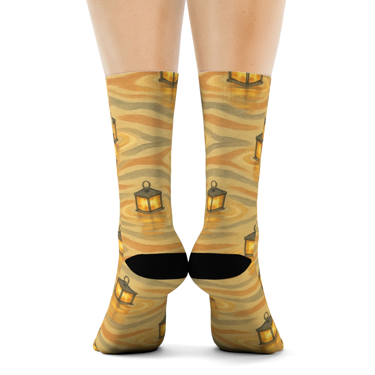 Golden Reflection Pathway With Floating Lantern comfortable cotton crew socks