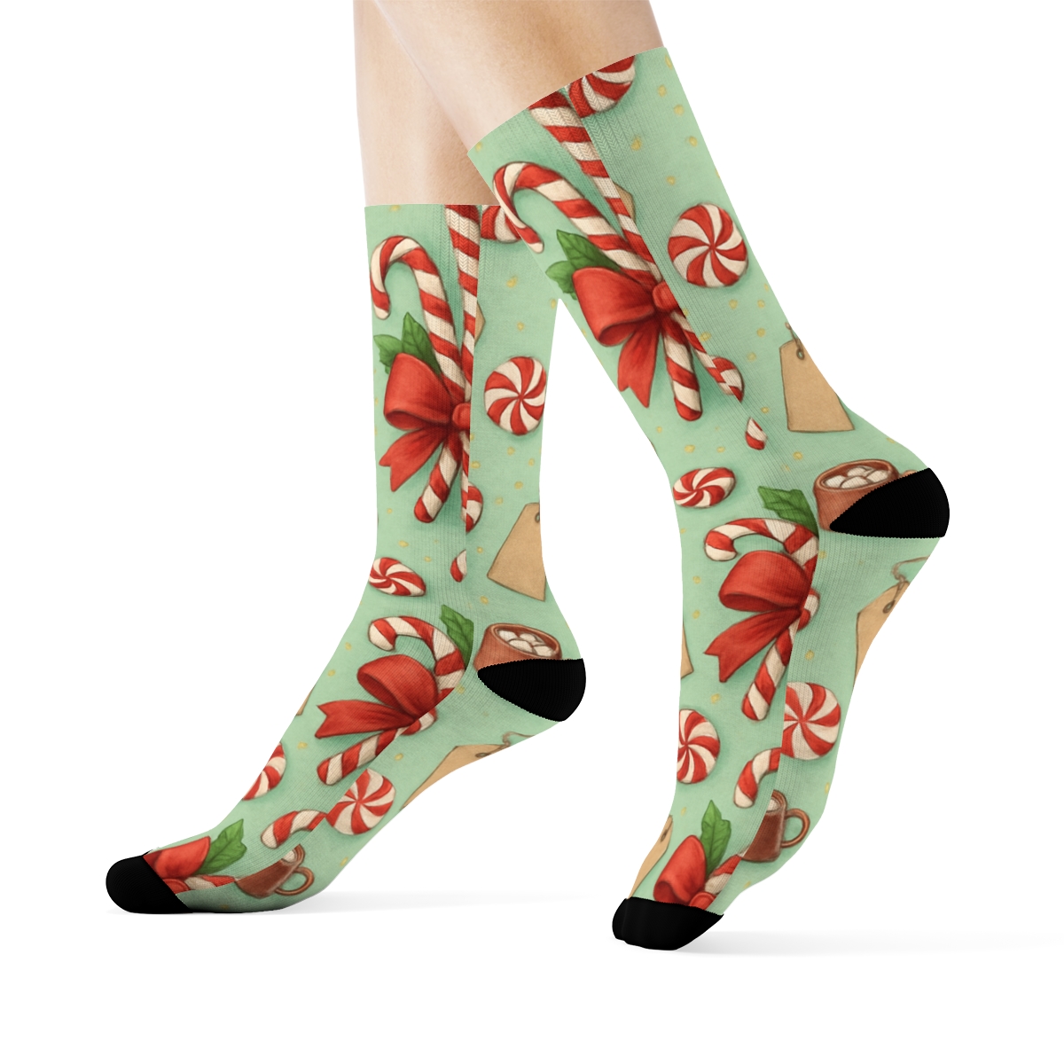 Candy Cane Bouquets With Candy Canes In Collage Repeat comfortable cotton crew socks