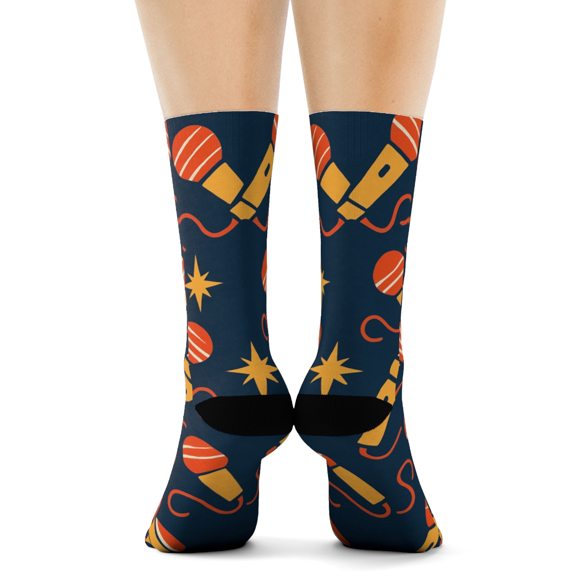 Microphone Chevron Rhythm In Reporter Style designer printed crew socks