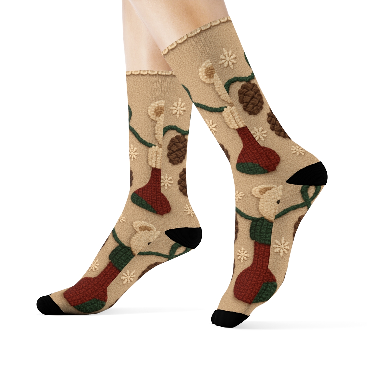 Bear Stocking Border Pattern premium sports crew socks