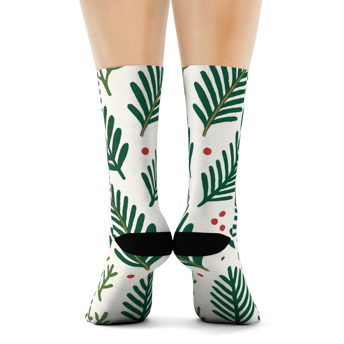 Fir Needle Herringbone In Evergreen Branches stylish athletic crew socks