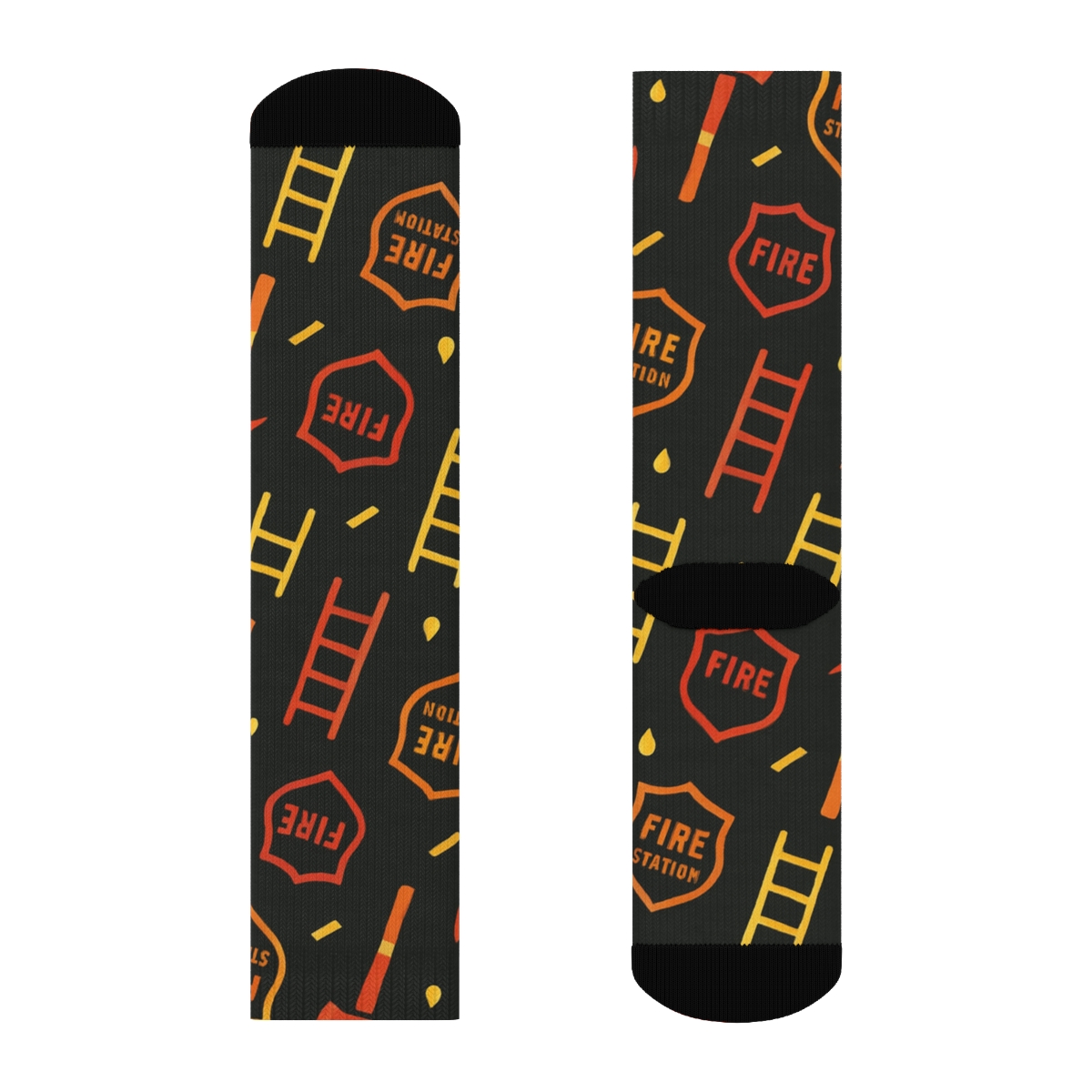 Fire Fighter Ember Ladder Grid Pattern trendy patterned crew socks